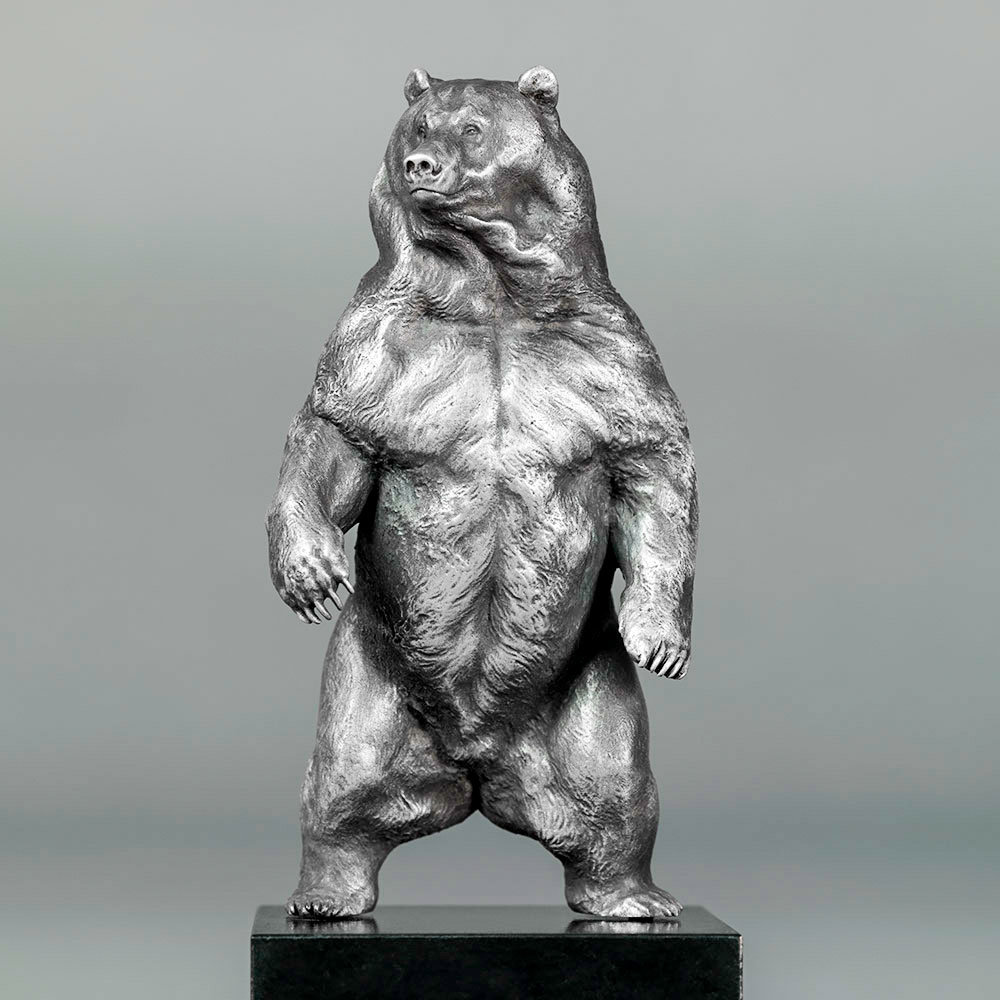 Kodiak Brown Bear (Indomitable - Silver Miniature) by John Michael